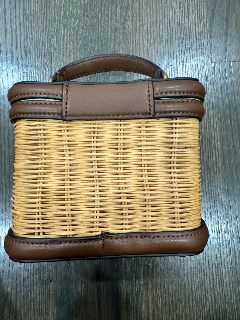 Zara Brown Wicker Top-Handle Women's Bag - Picture 5 of 9